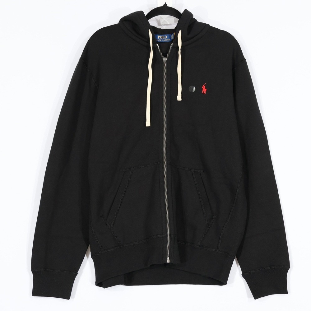 Polo Ralph Lauren Full Zip Hoodie Mens Large Black Classic Preppy Sporty NWOT